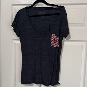 Majestic Threads St. Louis Cardinals Women’s Navy V‑Neck Tee w Bling XL